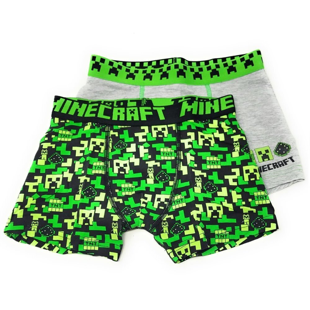 Minecraft 2-pack Trunk Fit Boys Boxers, Green/Grey